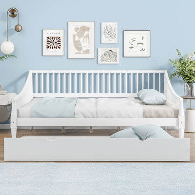 Full Size Daybed With Trundle And Support Legs For Extra Comfort