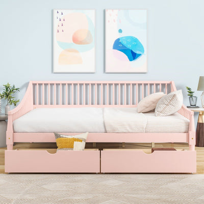 Full-Size Daybed With Storage Drawers And Support Legs Design