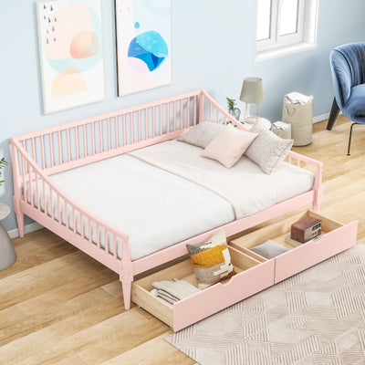 Full-Size Daybed With Storage Drawers And Support Legs Design