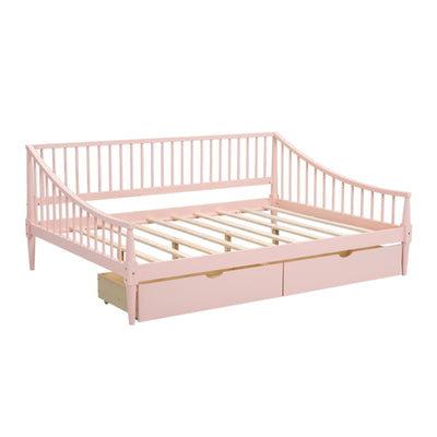 Full-Size Daybed With Storage Drawers And Support Legs Design