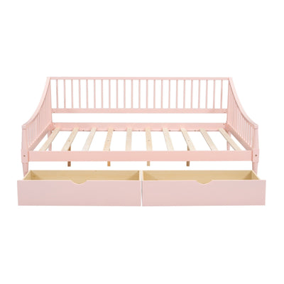 Full-Size Daybed With Storage Drawers And Support Legs Design