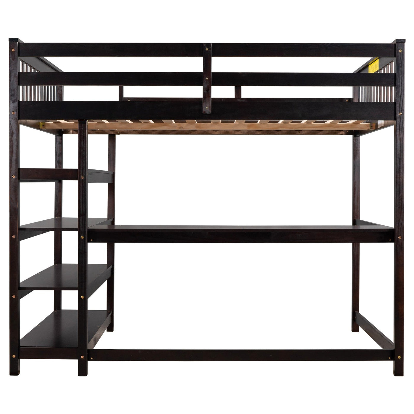Full Size Loft Bed With Desk Storage Shelves And Workspace