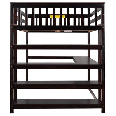 Full Size Loft Bed With Desk Storage Shelves And Workspace