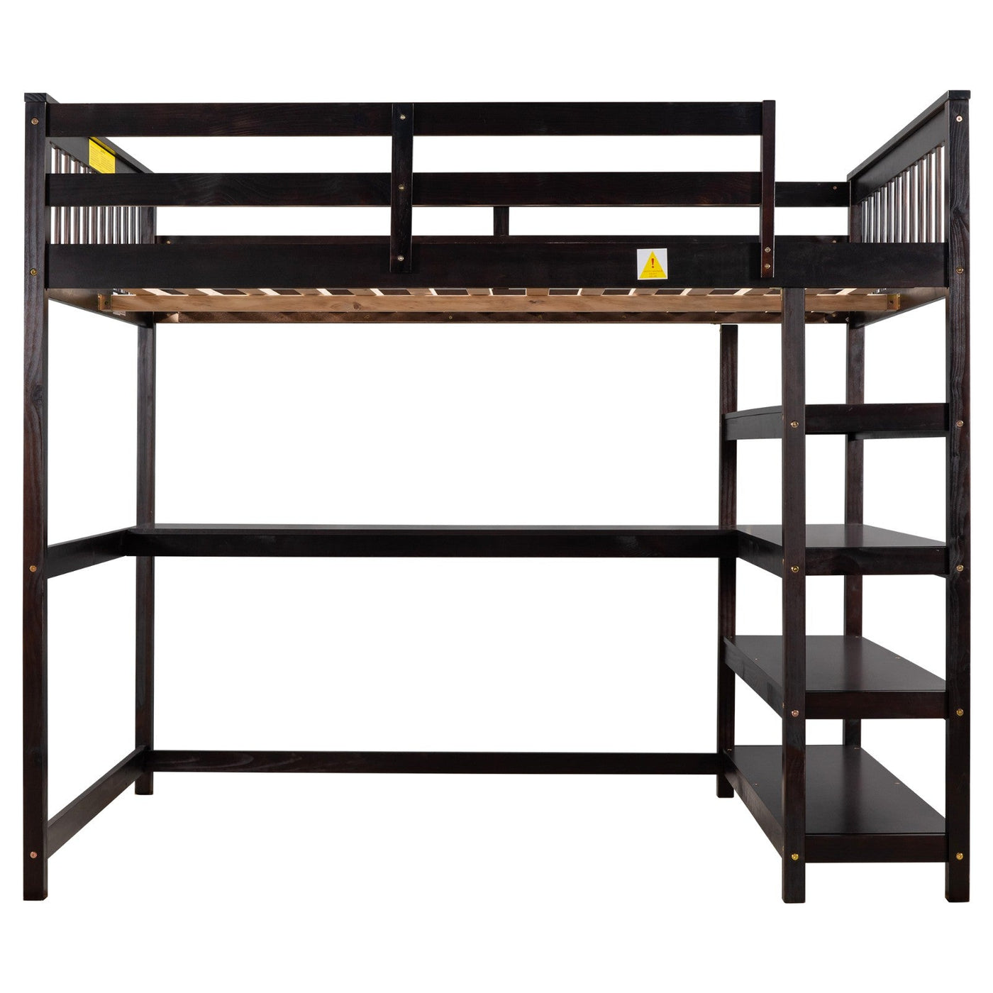 Full Size Loft Bed With Desk Storage Shelves And Workspace