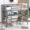 Full Size Loft Bed With Desk And Multifunctional Shelving