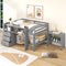 Full Size Low Loft Bed With Rolling Desk Drawers And Shelves