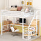 Full Size Metal Loft Bed With Desk Storage Stairs Wardrobe