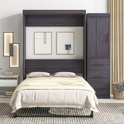 Full Size Murphy Bed With Wardrobe Drawers And Storage Cabinet