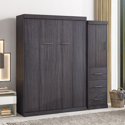 Full Size Murphy Bed With Wardrobe Drawers And Storage Cabinet