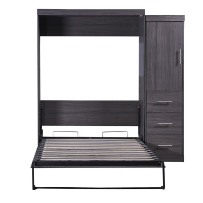 Full Size Murphy Bed With Wardrobe Drawers And Storage Cabinet