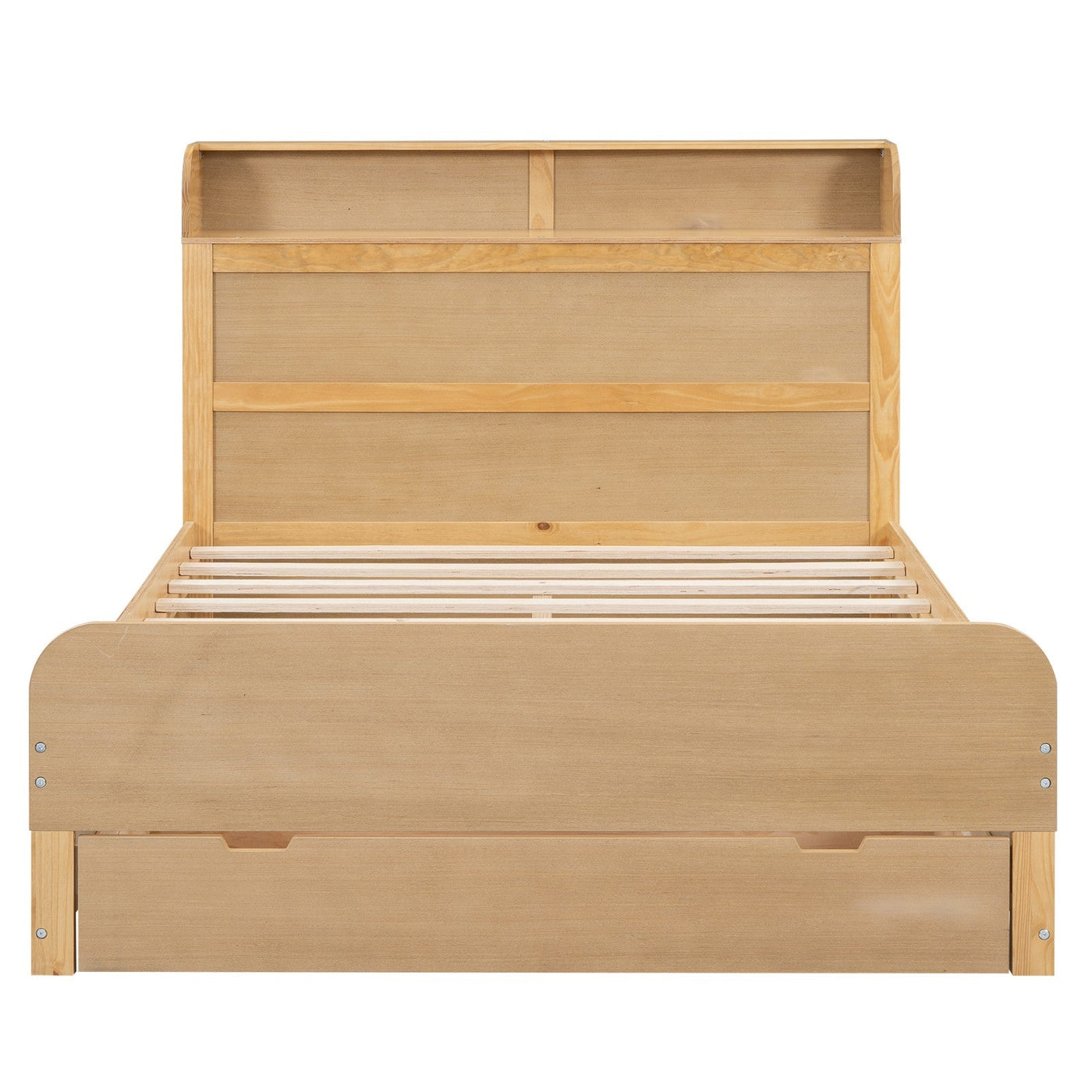 Full Size Platform Bed With Storage Headboard And Large Drawer