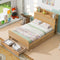 Full Size Platform Bed With Storage Headboard And Large Drawer