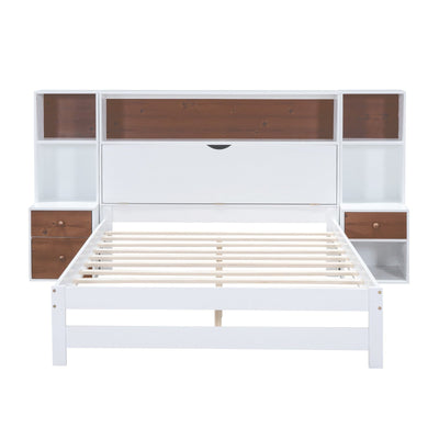 Full Size Platform Bed With Storage Headboard And Drawers