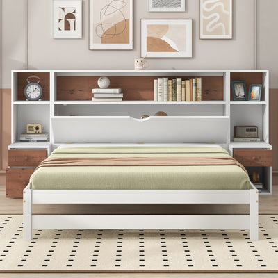Full Size Platform Bed With Storage Headboard And Drawers