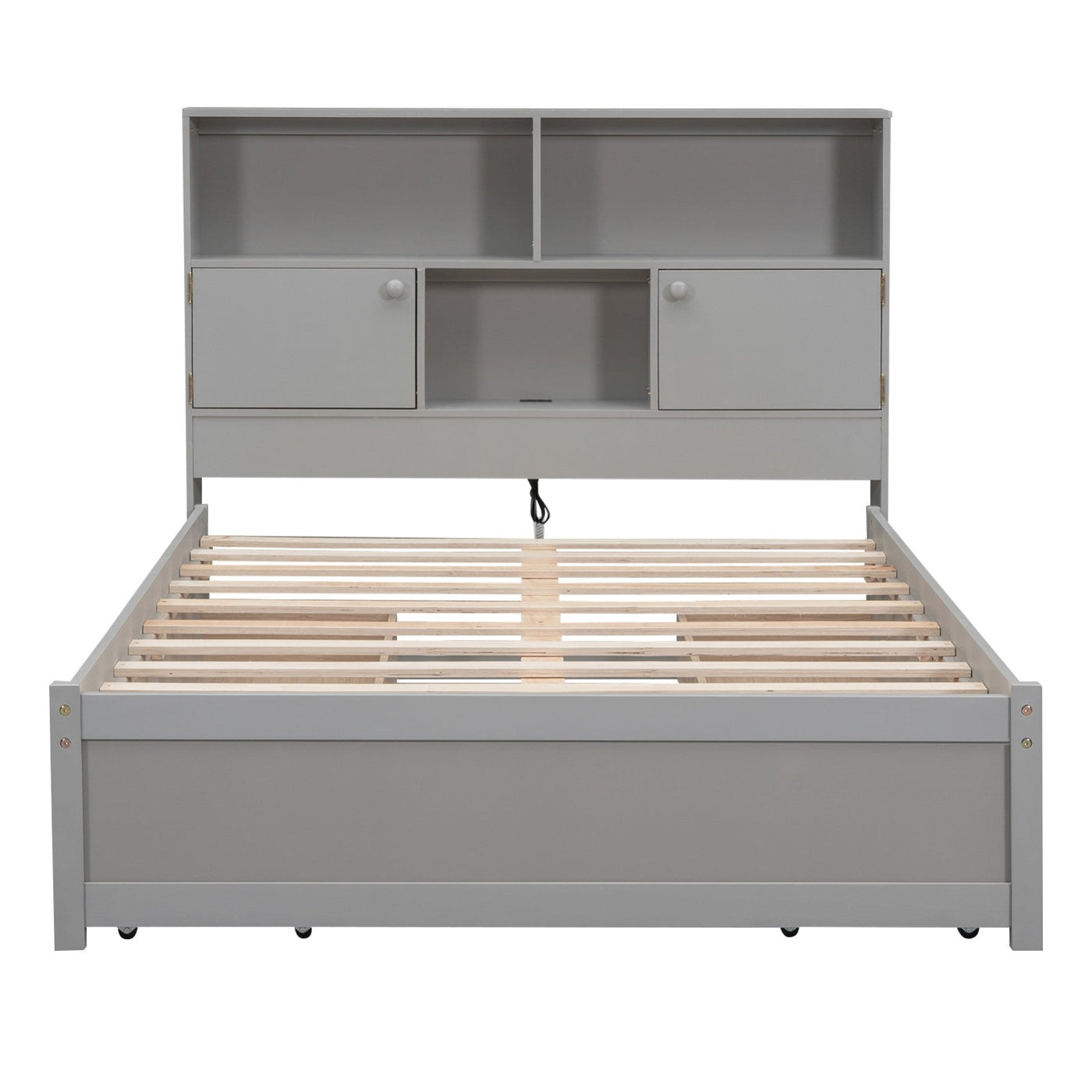 Full Size Platform Bed With Storage Drawers And Charging Station