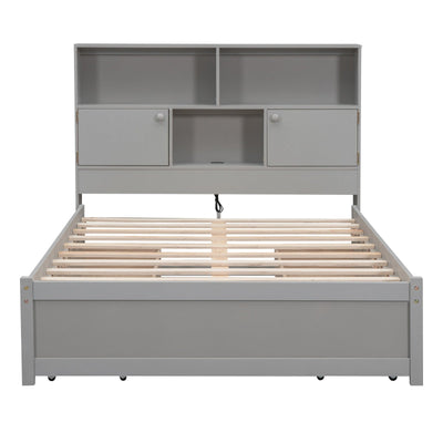 Full Size Platform Bed With Storage Drawers And Charging Station