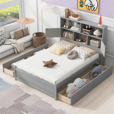 Full Size Platform Bed With Storage Drawers And Charging Station