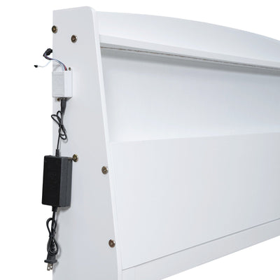 Full-Size Storage Platform Bed With LED Headboard Trundle Drawers