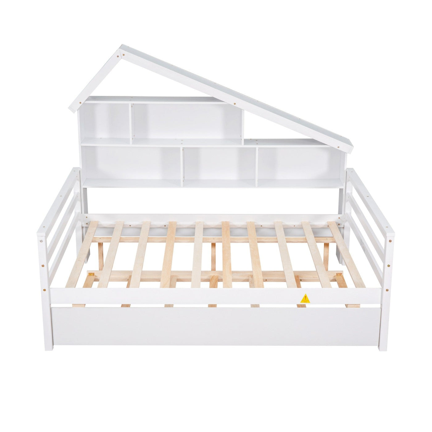 Full Size Platform Bed With Trundle And Storage Shelves