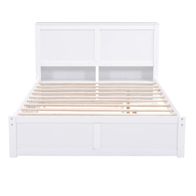 Full Size Platform Storage Bed With Pull Out Shelves And Twin Trundle