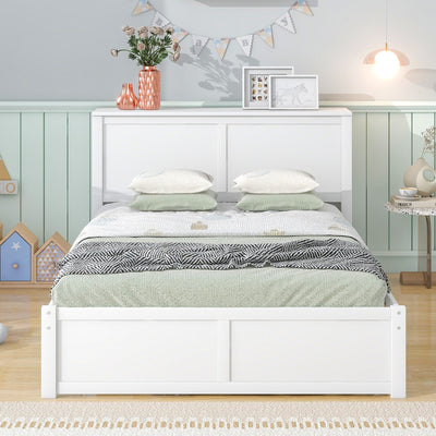 Full Size Platform Storage Bed With Pull Out Shelves And Twin Trundle