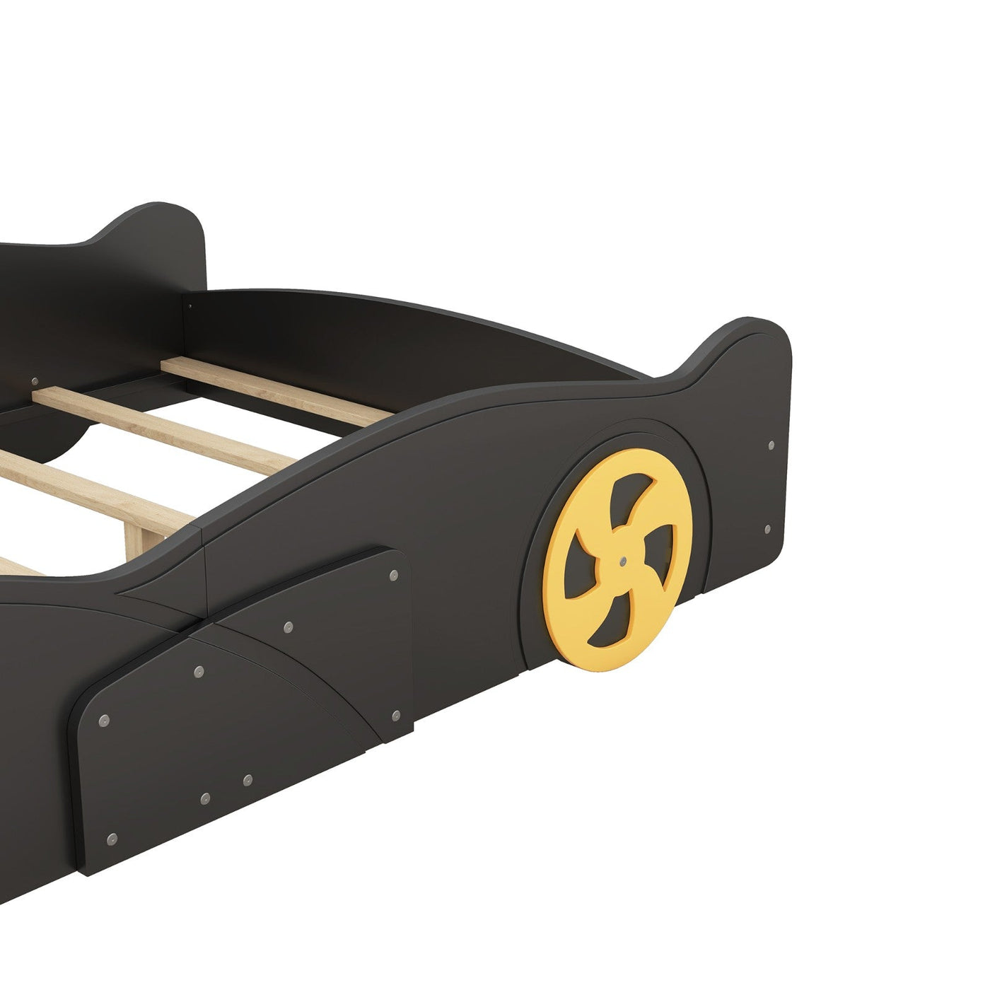 Full Size Race Car-Shaped Platform Bed With Wheels And Storage Drawers