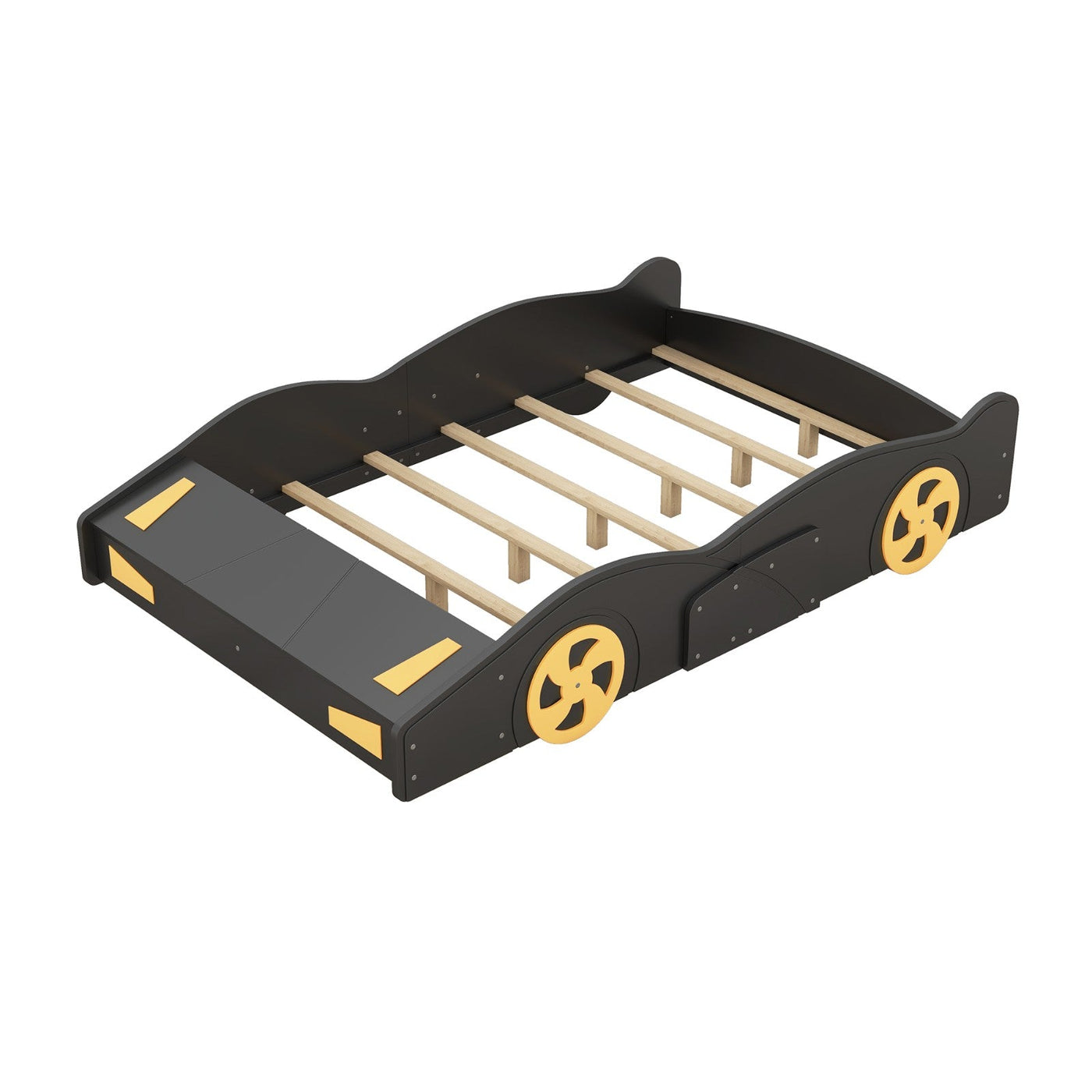 Full Size Race Car-Shaped Platform Bed With Wheels And Storage Drawers