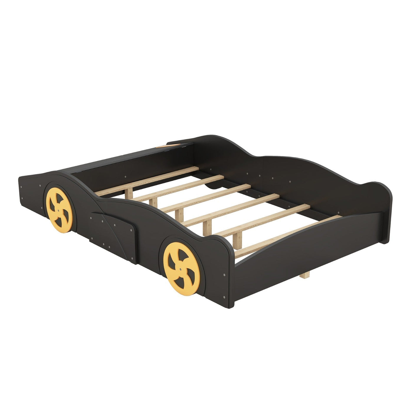 Full Size Race Car-Shaped Platform Bed With Wheels And Storage Drawers