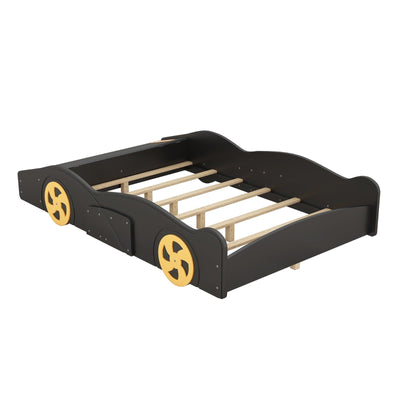 Full Size Race Car-Shaped Platform Bed With Wheels And Storage Drawers