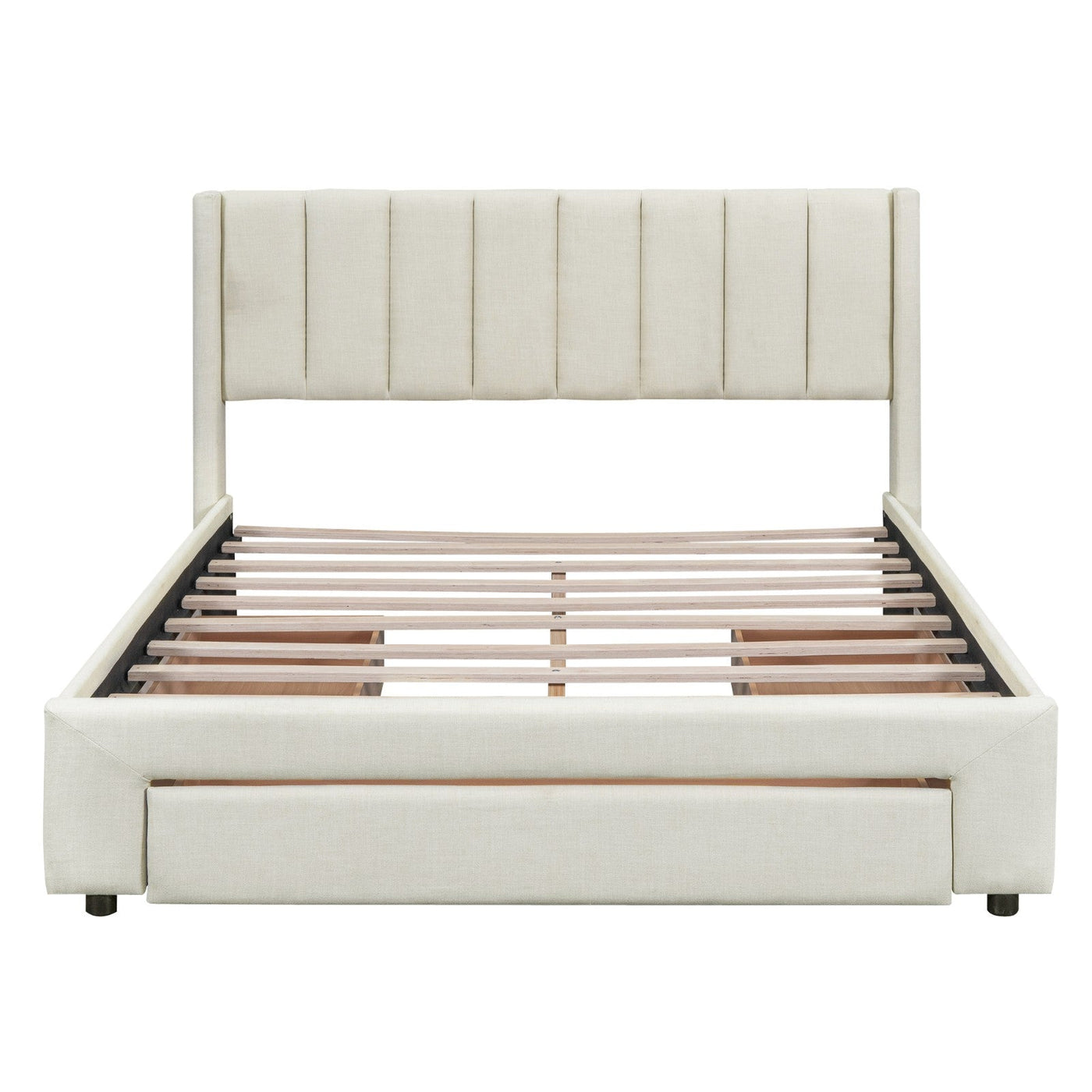 Full Size Upholstered Platform Bed With Large Storage Drawers