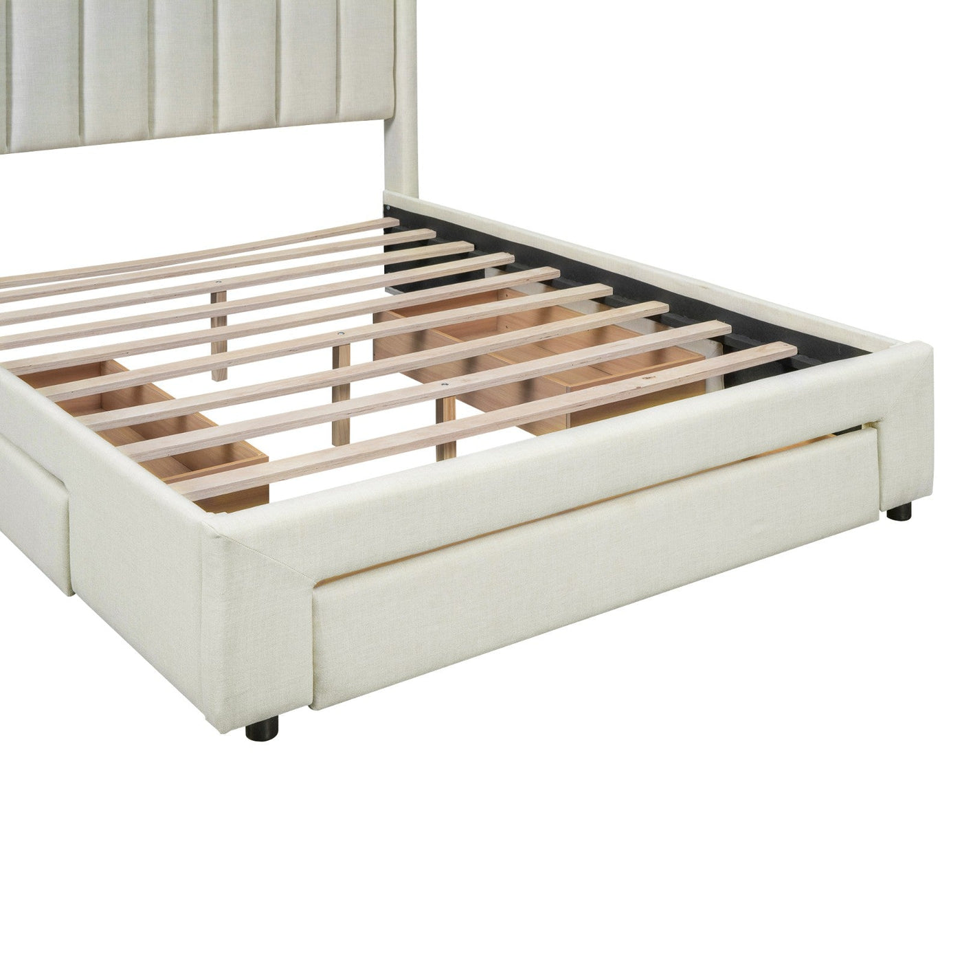 Full Size Upholstered Platform Bed With Large Storage Drawers