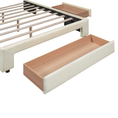 Full Size Upholstered Platform Bed With Large Storage Drawers
