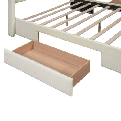 Full Size Upholstered Platform Bed With Large Storage Drawers