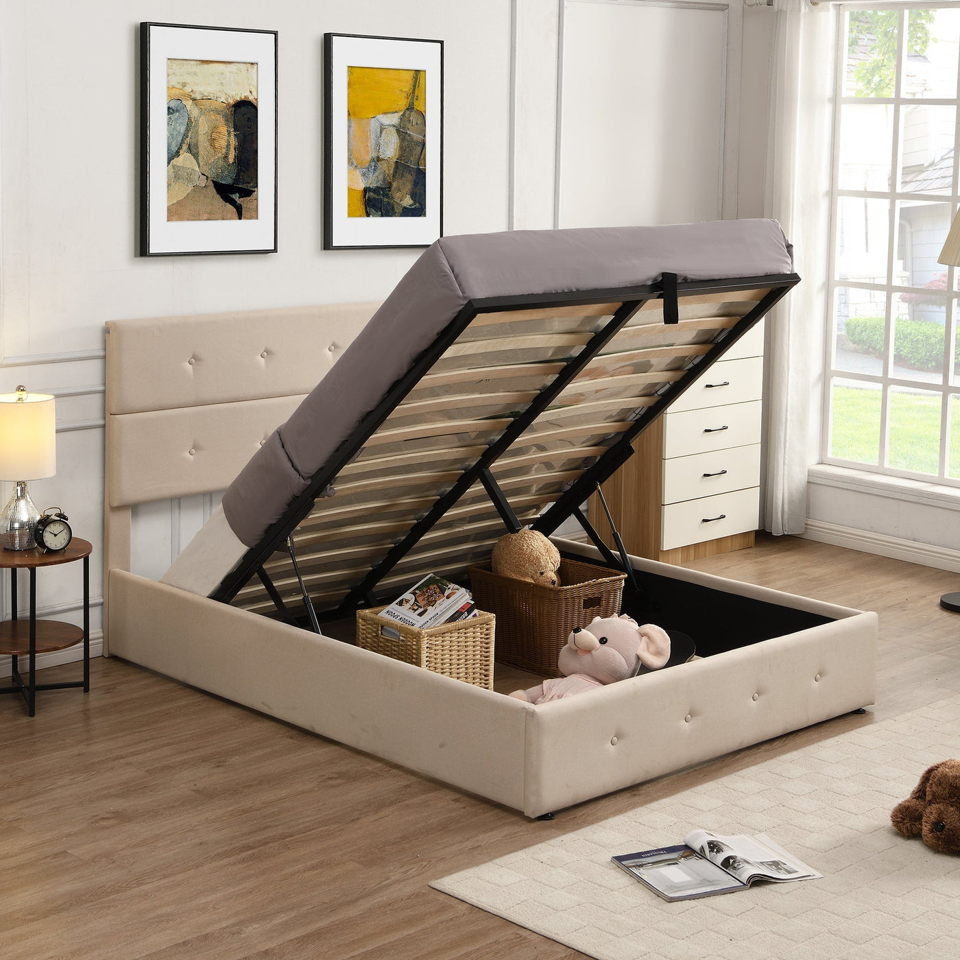 Full Size Upholstered Platform Bed With Spacious Underbed Storage