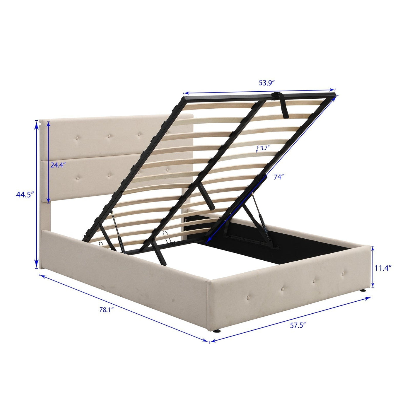 Full Size Upholstered Platform Bed With Spacious Underbed Storage
