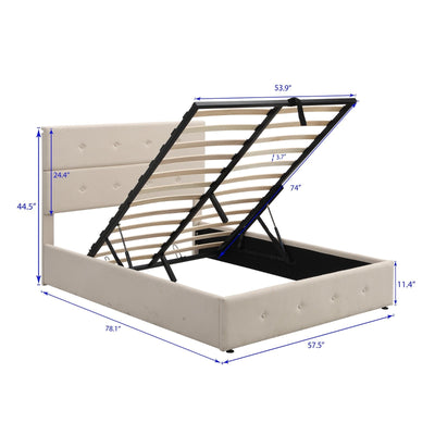 Full Size Upholstered Platform Bed With Spacious Underbed Storage