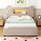 Full-Size Upholstered Storage Platform Bed With LED USB Cartoon Headboard
