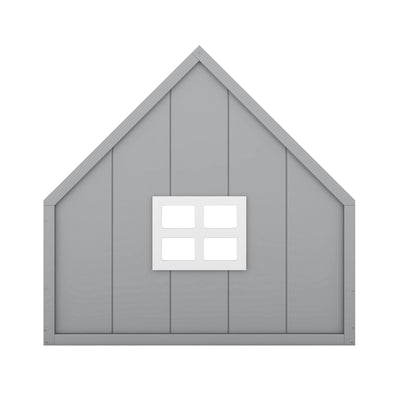Full-Size Wood House Bed With Window And Fence Design