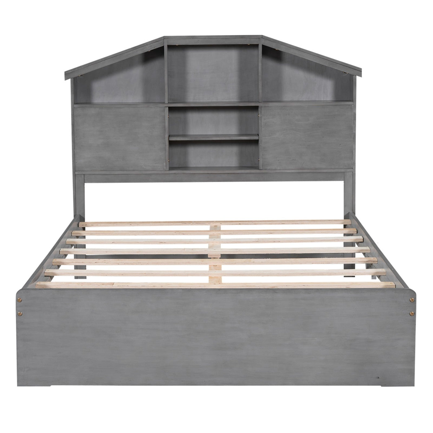 Full Size Wood Platform Bed With Storage Headboard And Drawers