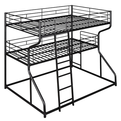 Triple Bunk Bed Full XL Twin XL Queen With Long Short Ladder