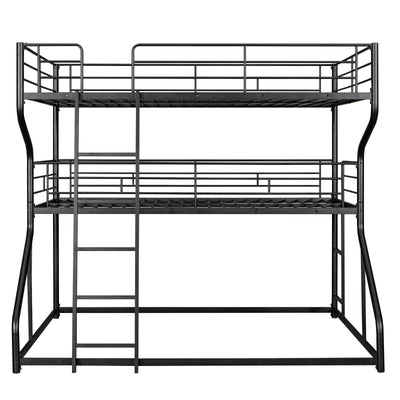 Triple Bunk Bed Full XL Twin XL Queen With Long Short Ladder