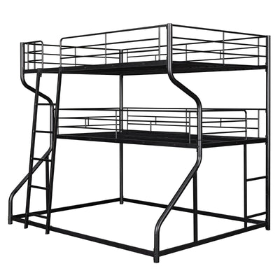 Triple Bunk Bed Full XL Twin XL Queen With Long Short Ladder
