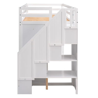 Functional Loft Bed With Shelves Wardrobes Drawers And Storage Ladder