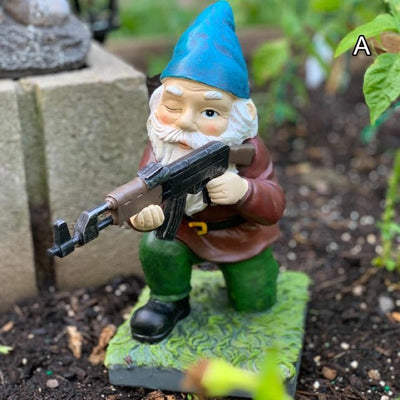 Army Gnome Garden Statue Decorative Outdoor Lawn Ornament Sculpture