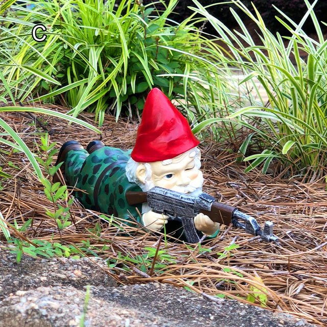 Army Gnome Garden Statue Decorative Outdoor Lawn Ornament Sculpture