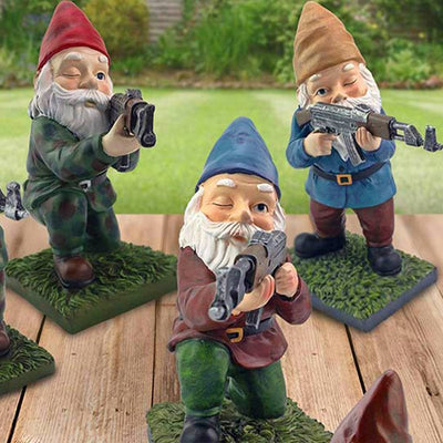 Army Gnome Garden Statue Decorative Outdoor Lawn Ornament Sculpture