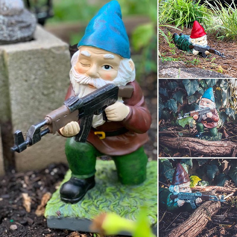 Army Gnome Garden Statue Decorative Outdoor Lawn Ornament Sculpture