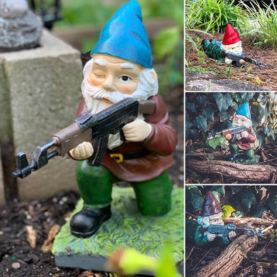 Army Gnome Garden Statue Decorative Outdoor Lawn Ornament Sculpture
