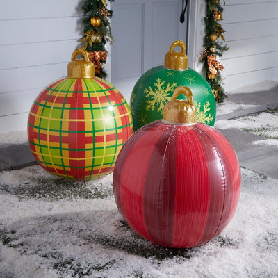Giant Inflatable Christmas Ornament 24 Inch Outdoor Holiday Decor Ball