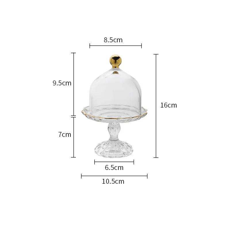 Glass Pastry Dome Stand Tall Nordic Tray With Dustproof Cover